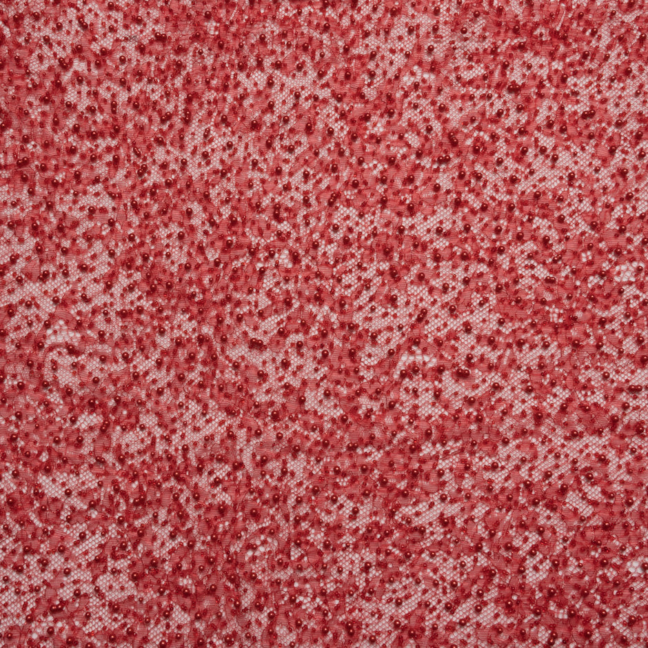Rich Red Hand Beaded Lace
