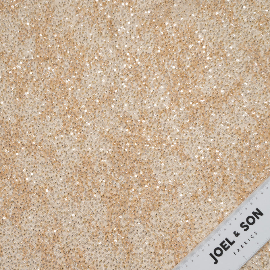 Rich Sand Hand Beaded Lace