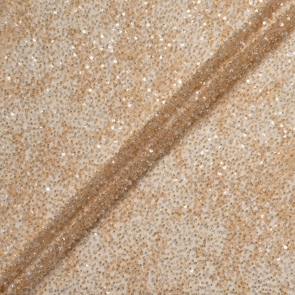 Rich Sand Hand Beaded Lace