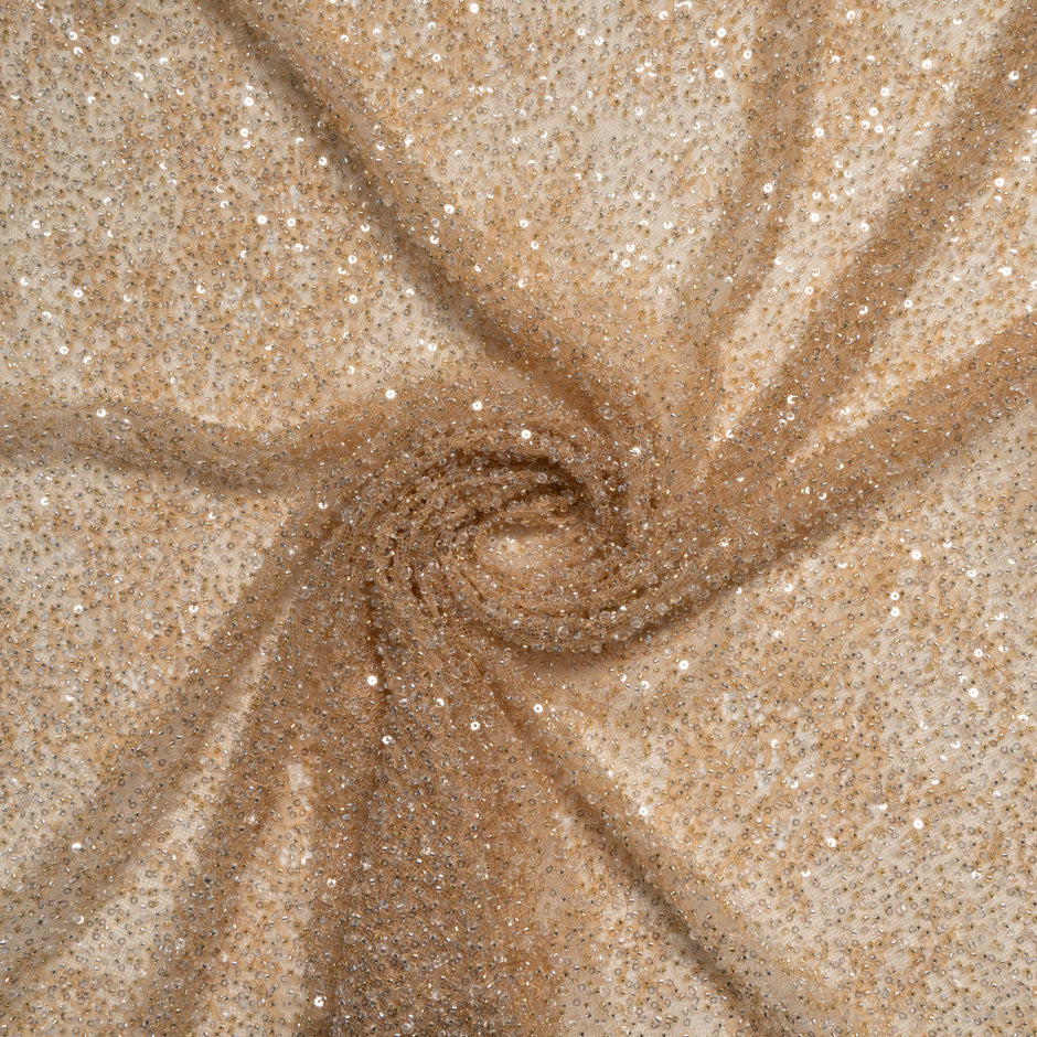 Rich Sand Hand Beaded Lace
