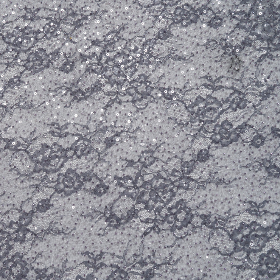 Dusty Lavender Hand Beaded Chantilly Lace