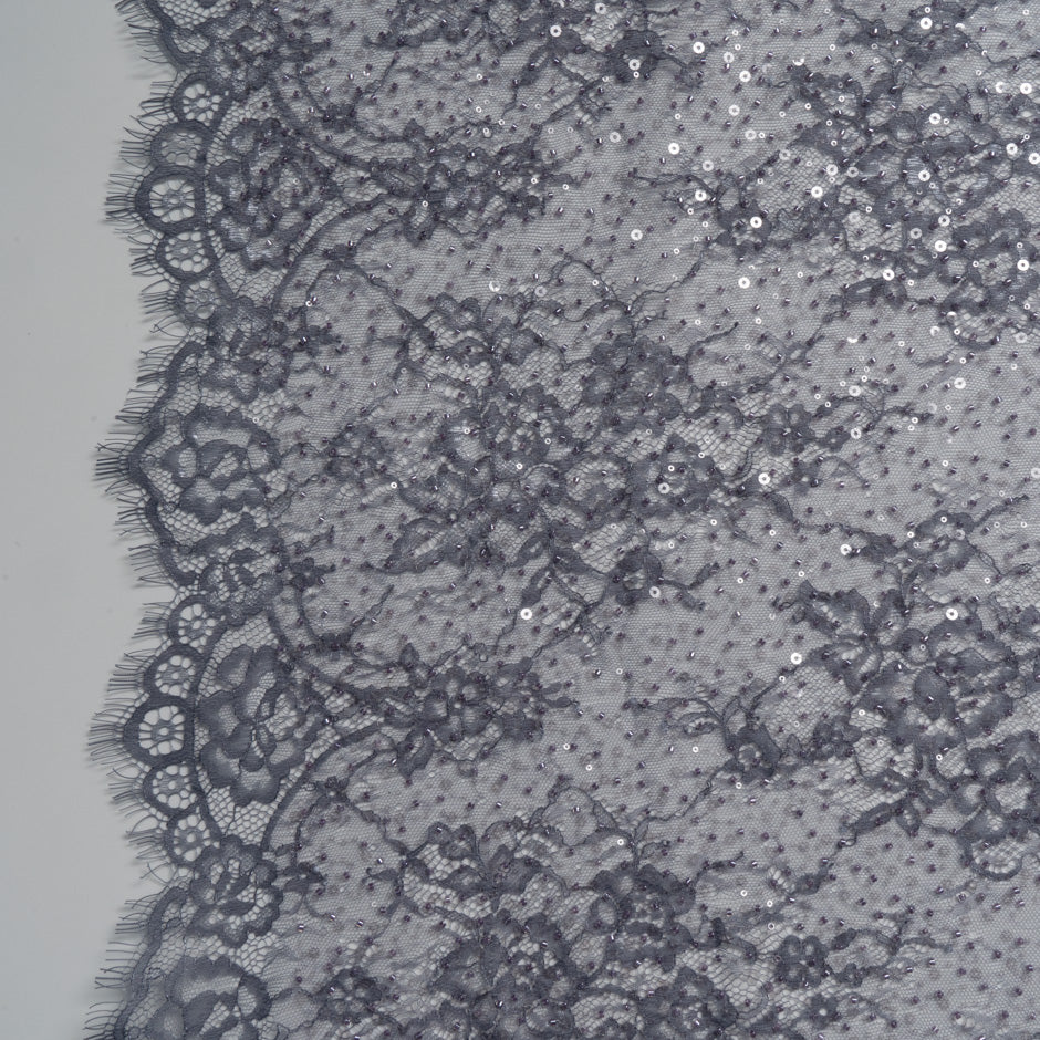 Dusty Lavender Hand Beaded Chantilly Lace
