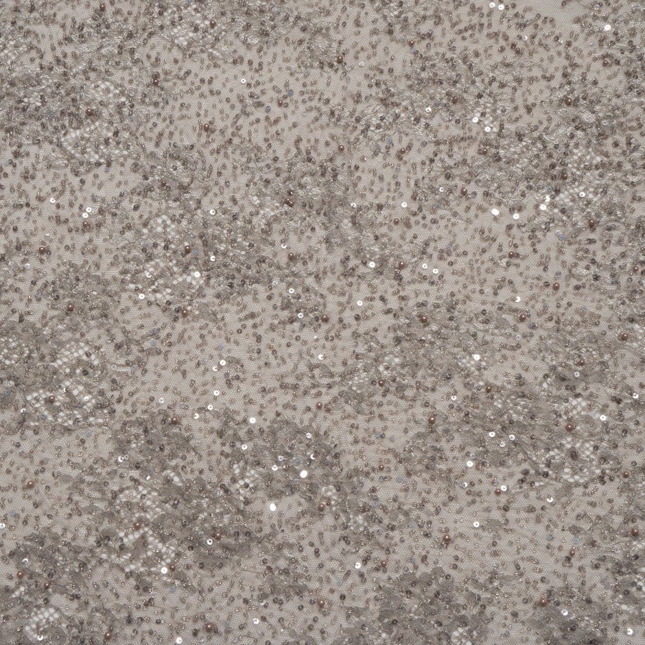 Taupe Hand Beaded Lace