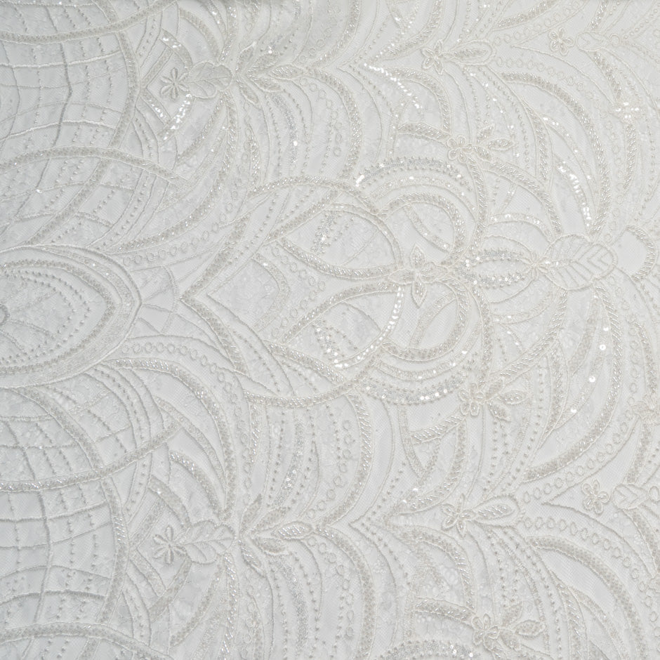 White Hand Beaded Chantilly Lace