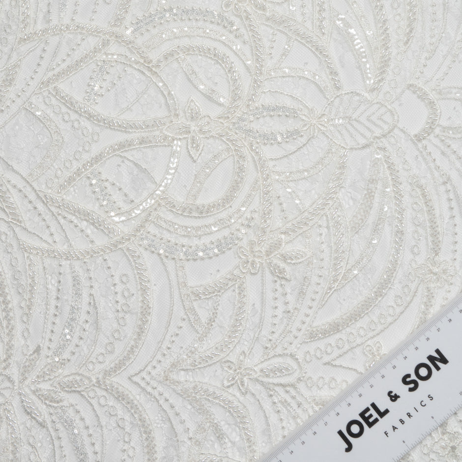 White Hand Beaded Chantilly Lace