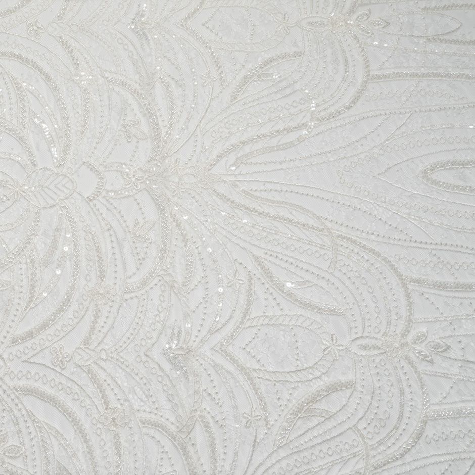 White Hand Beaded Chantilly Lace