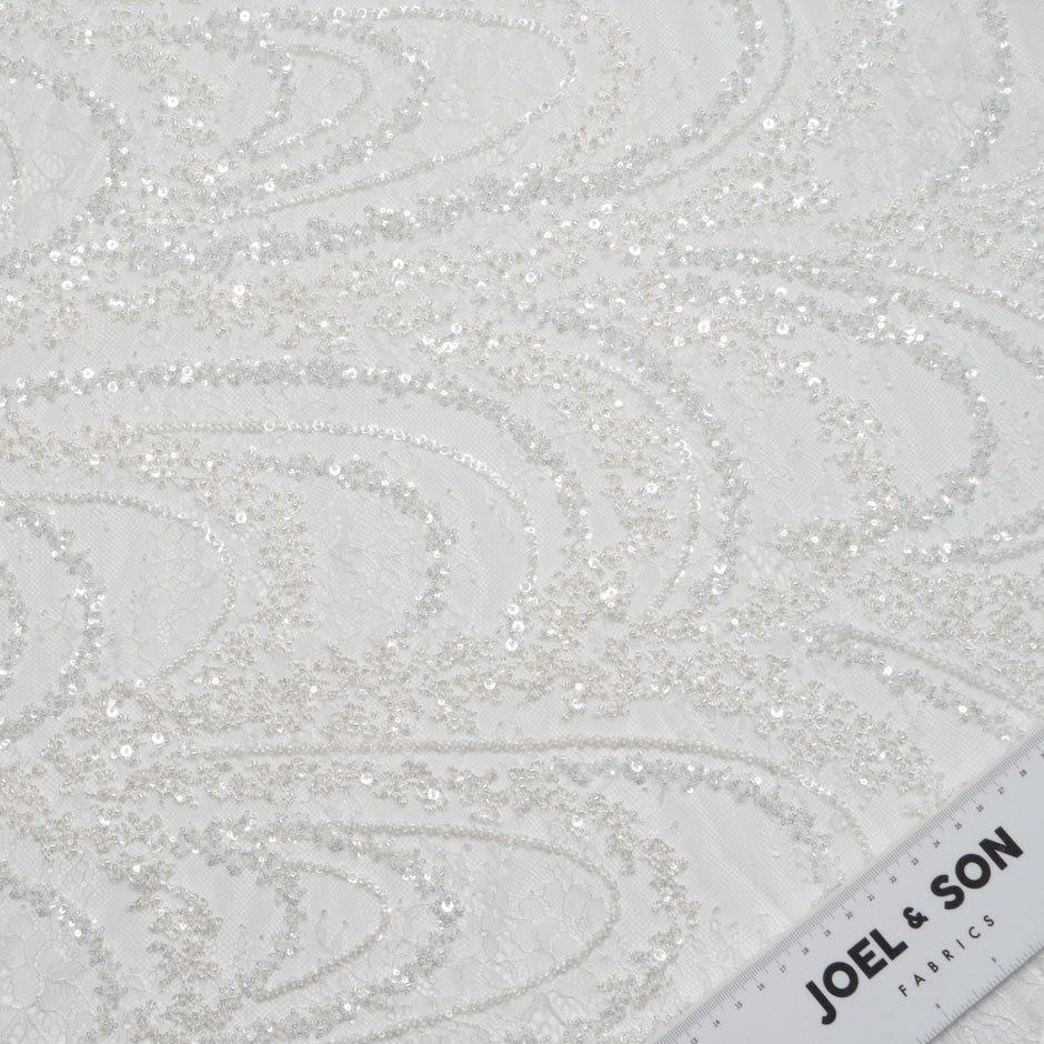 Hand Beaded White Chantilly Lace