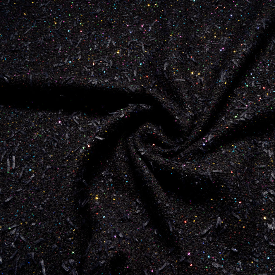 Sequin & Ribbon Midnight Blue Bouclé