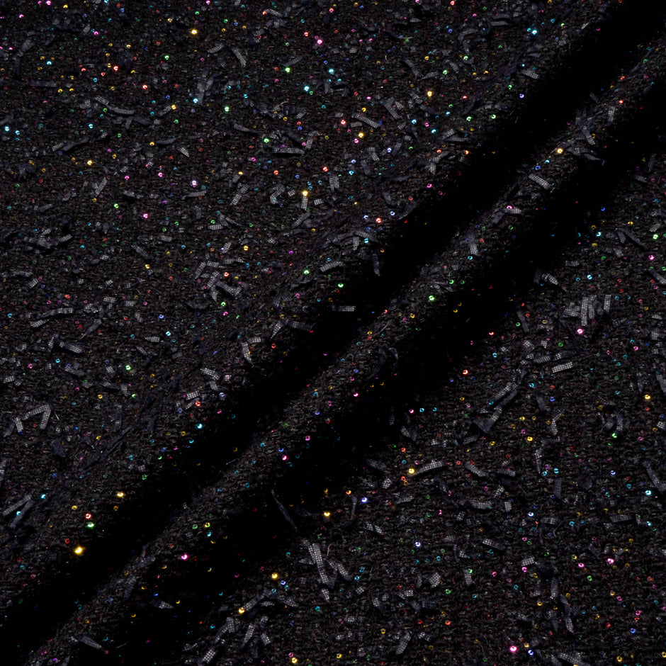 Sequin & Ribbon Midnight Blue Bouclé