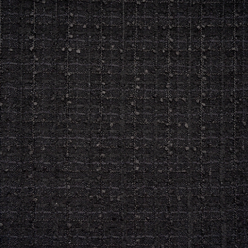 Black Cotton & Wool Blend Bouclé