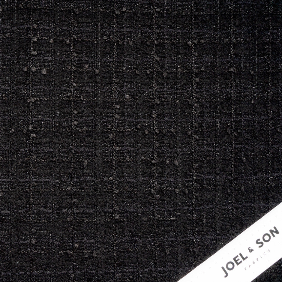 Black Cotton & Wool Blend Bouclé