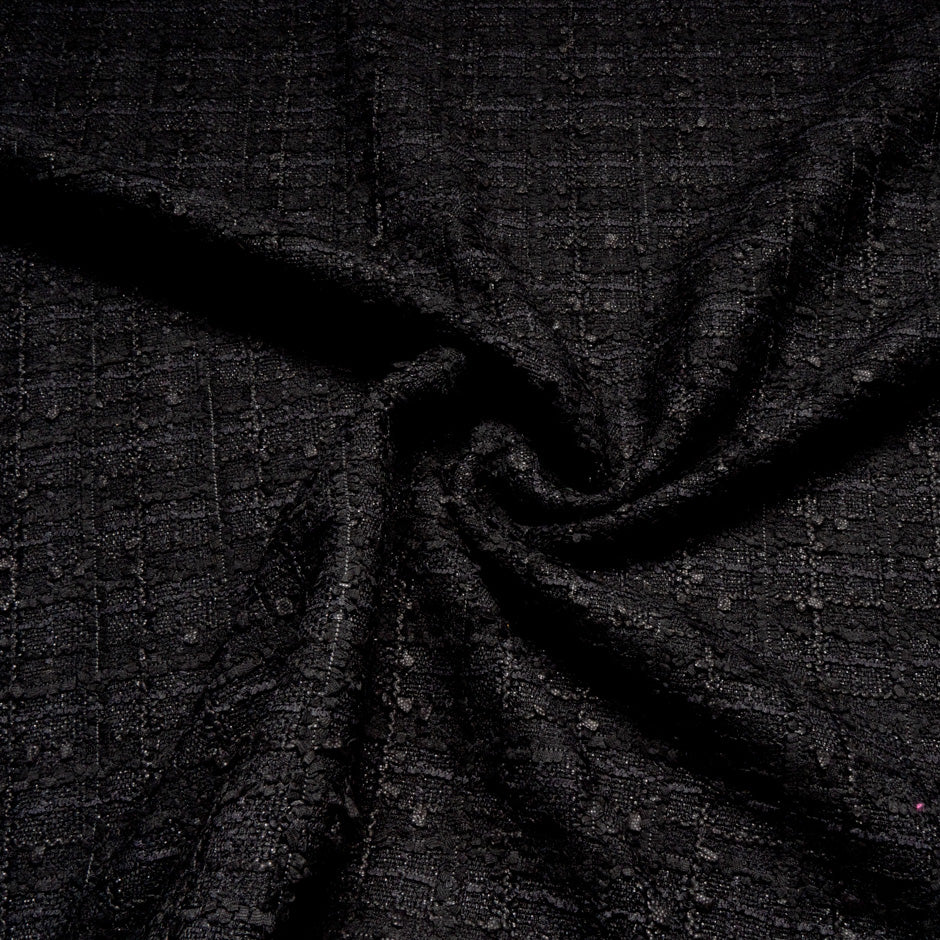 Black Cotton & Wool Blend Bouclé