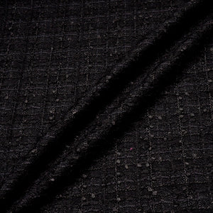 Black Cotton & Wool Blend Bouclé