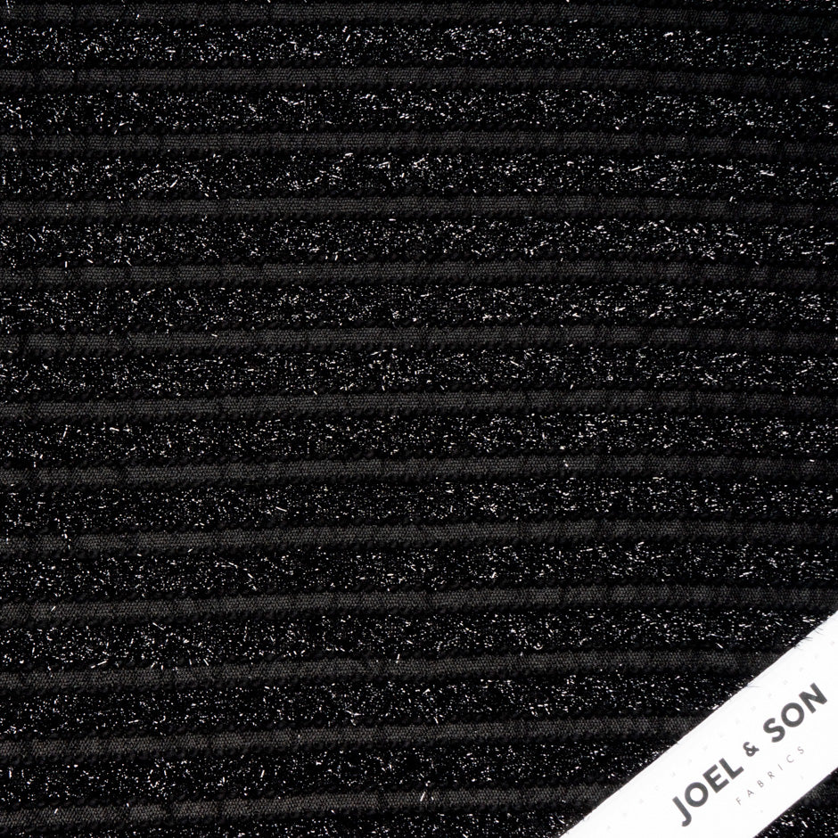 Black Wool & Cotton Blended Lurex Bouclé