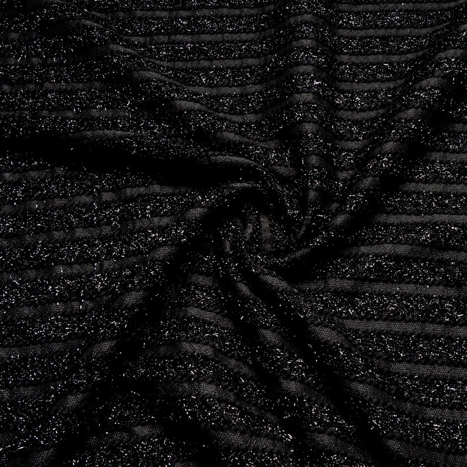 Black Wool & Cotton Blended Lurex Bouclé