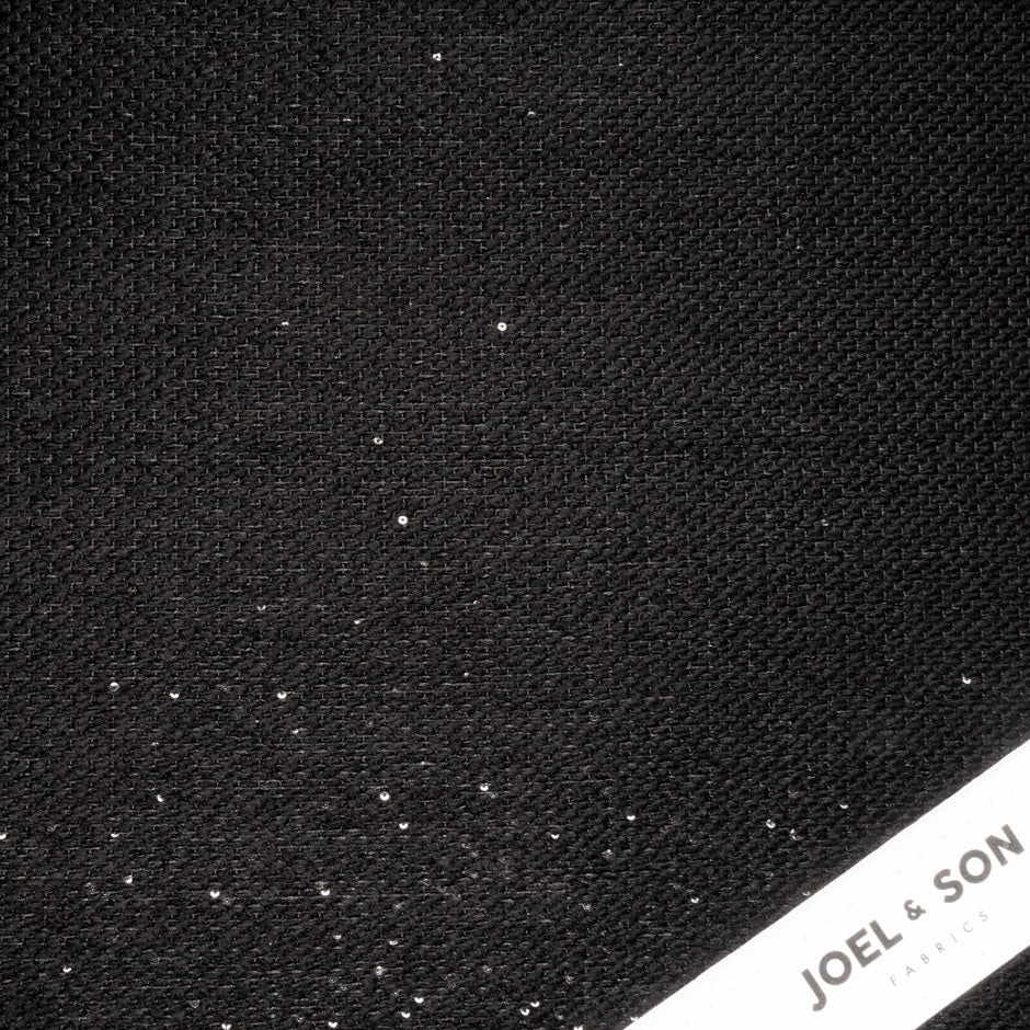 Black Sequinned Woven Wool Blend Bouclé