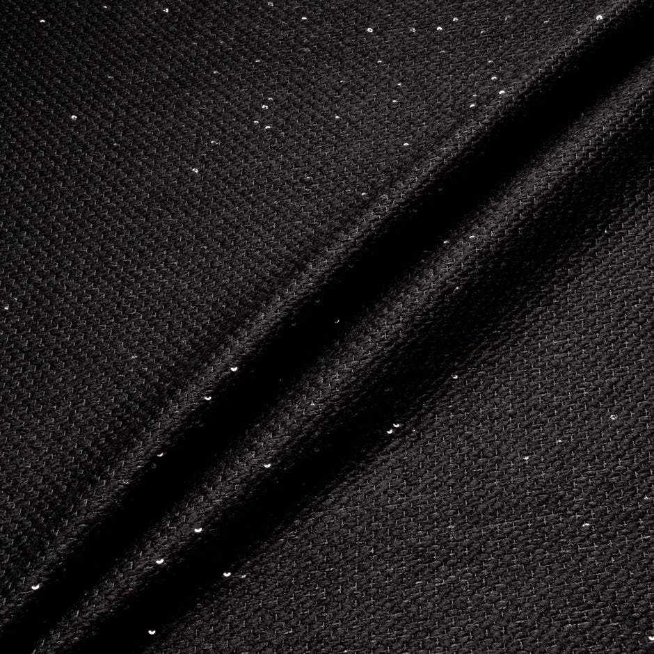 Black Sequinned Woven Wool Blend Bouclé