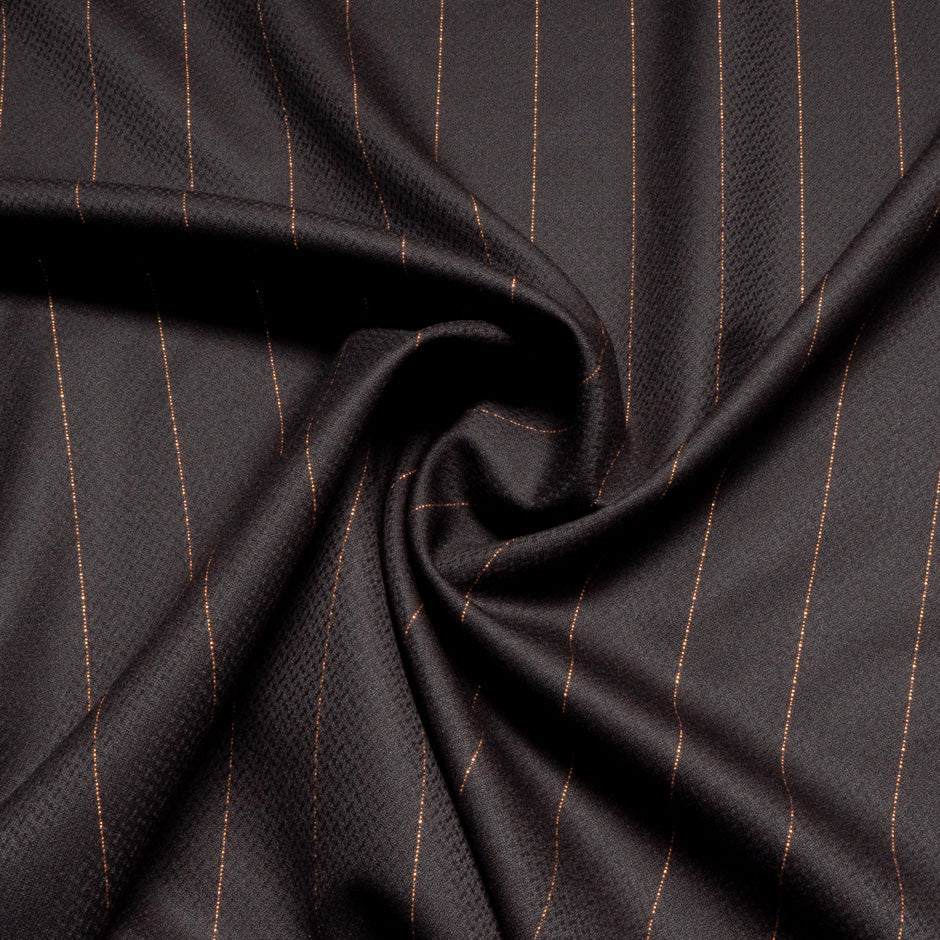 Chocolate Brown Wool & Cashmere Pinstripe Suiting