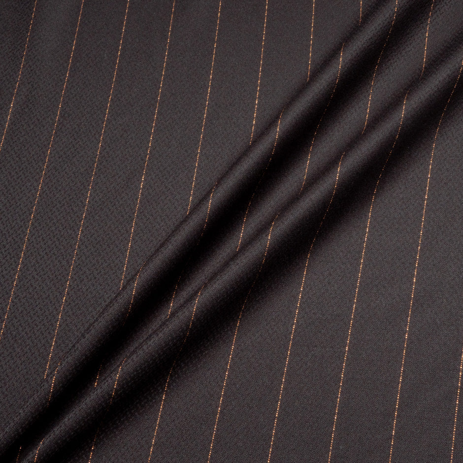 Chocolate Brown Wool & Cashmere Pinstripe Suiting