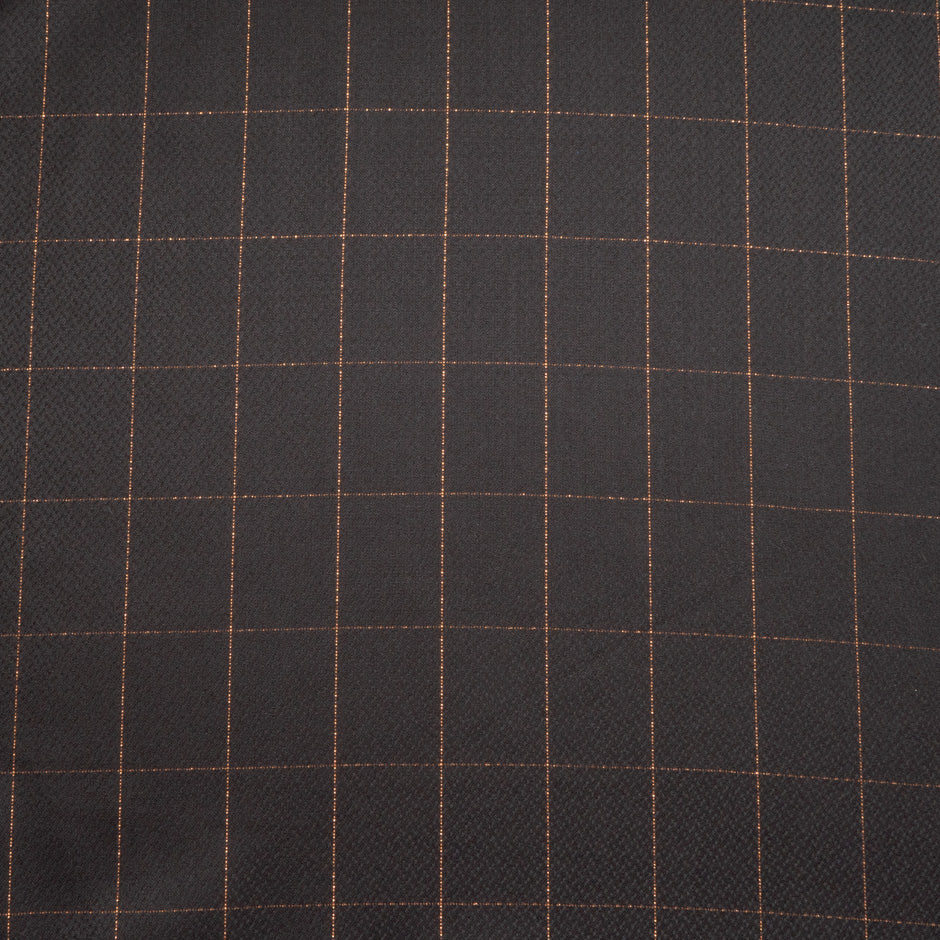 Chocolate Brown Wool & Cashmere Checkered Suiting