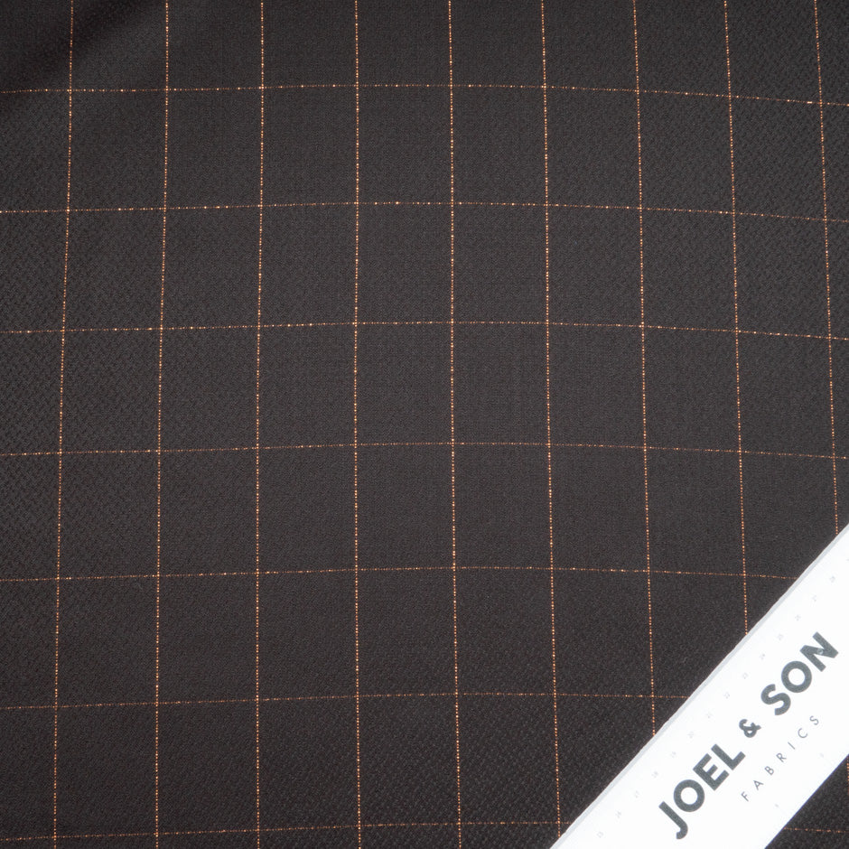 Chocolate Brown Wool & Cashmere Checkered Suiting