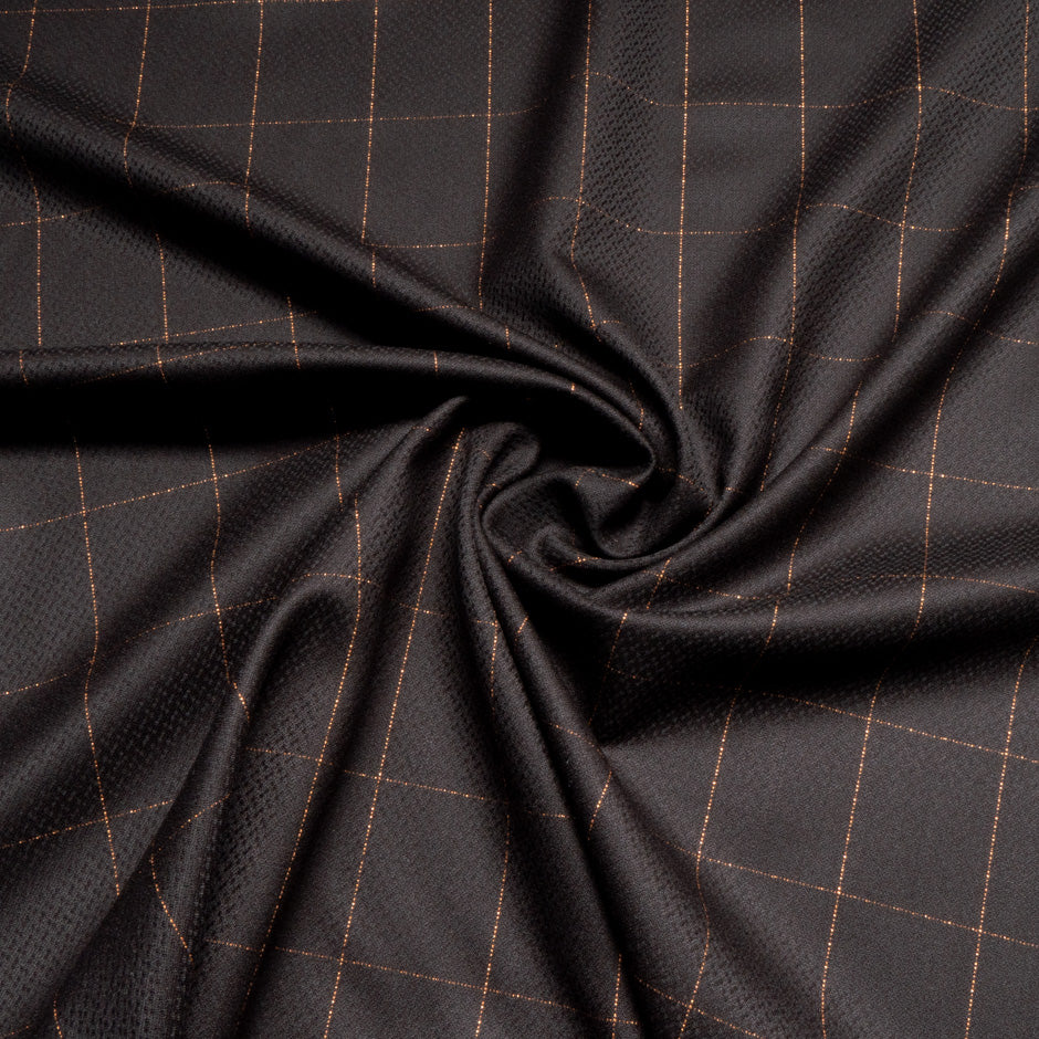 Chocolate Brown Wool & Cashmere Checkered Suiting