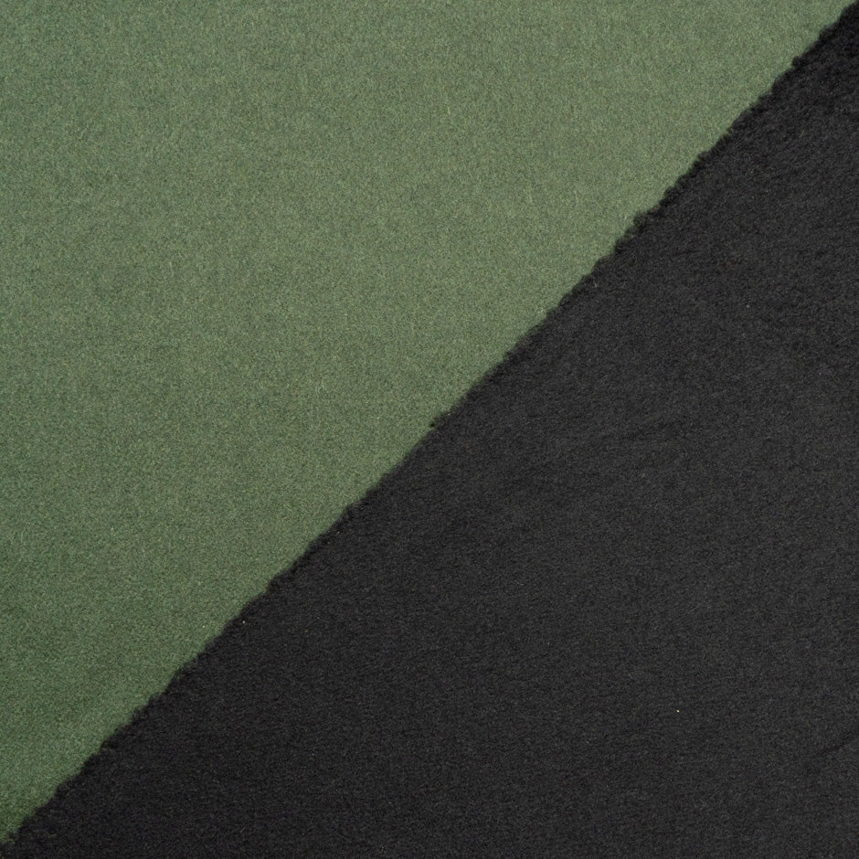 Olive Green & Black Double-Faced Pure Cashmere