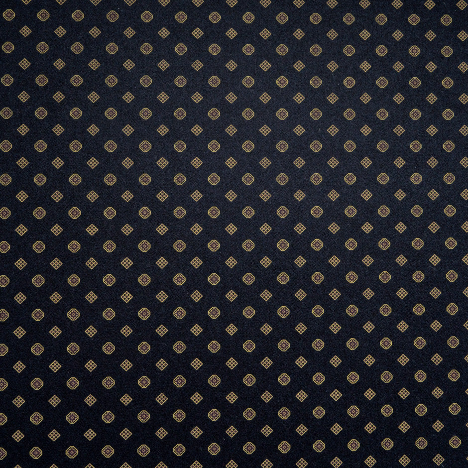 Geo Printed & Navy Double-Faced Pure Wool