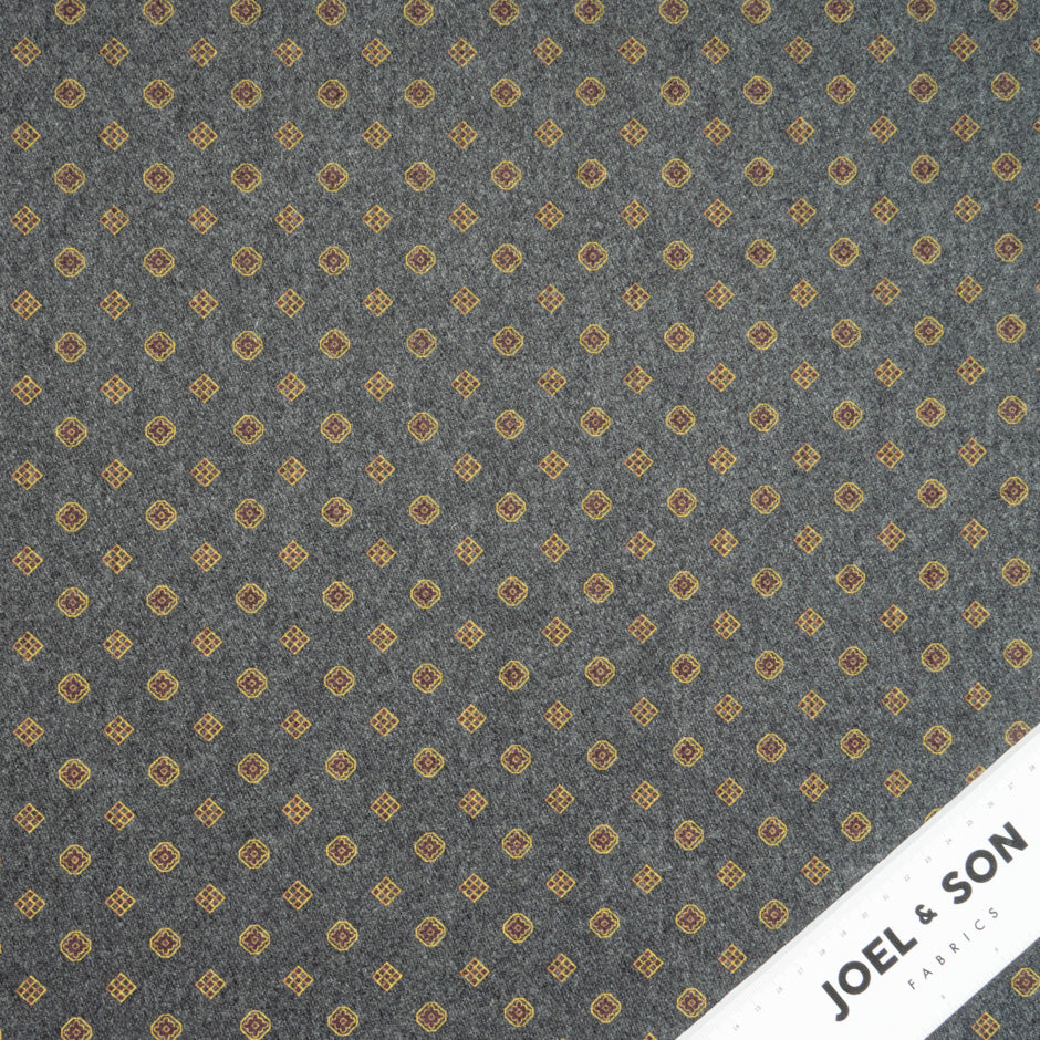Geo Printed & Grey Double-Faced Pure Wool