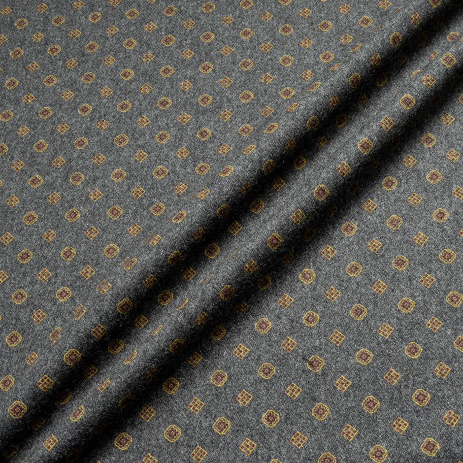 Geo Printed & Grey Double-Faced Pure Wool