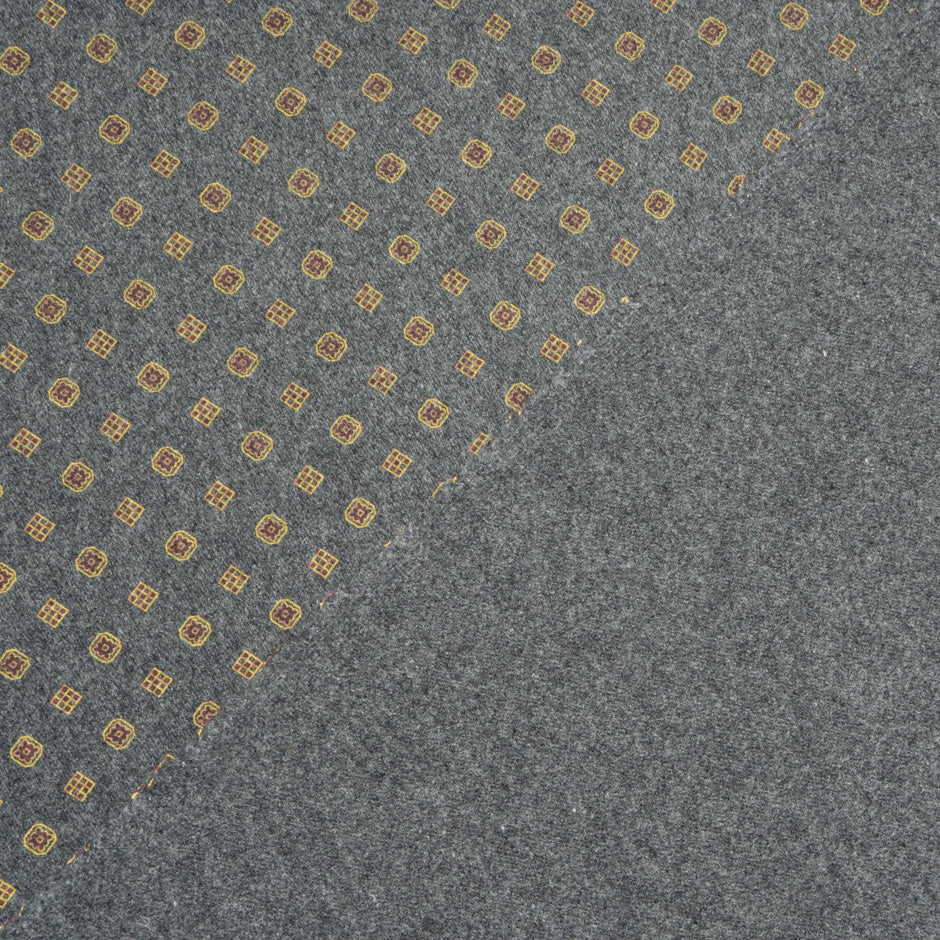 Geo Printed & Grey Double-Faced Pure Wool