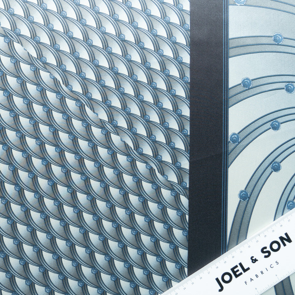 Blue & Grey Lanvin Tie and Handkerchief Set