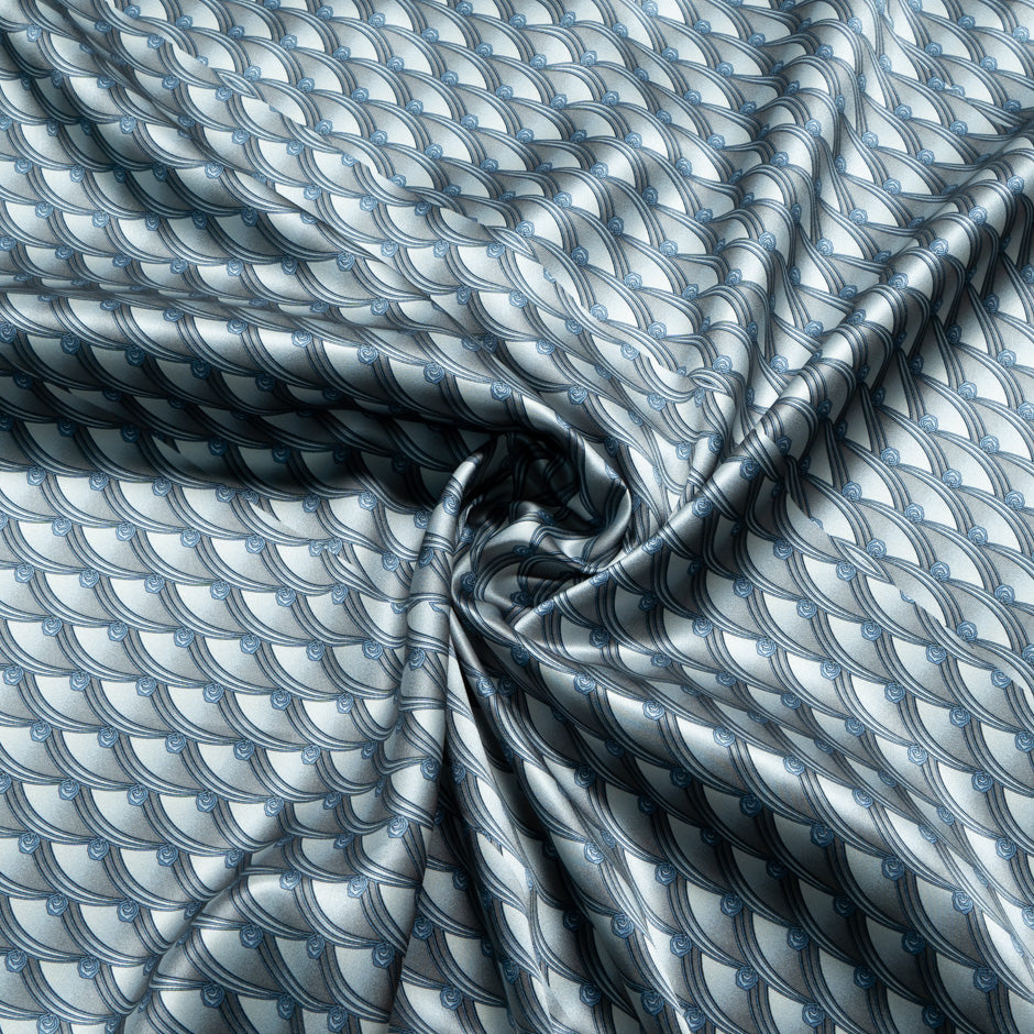 Blue & Grey Lanvin Tie and Handkerchief Set