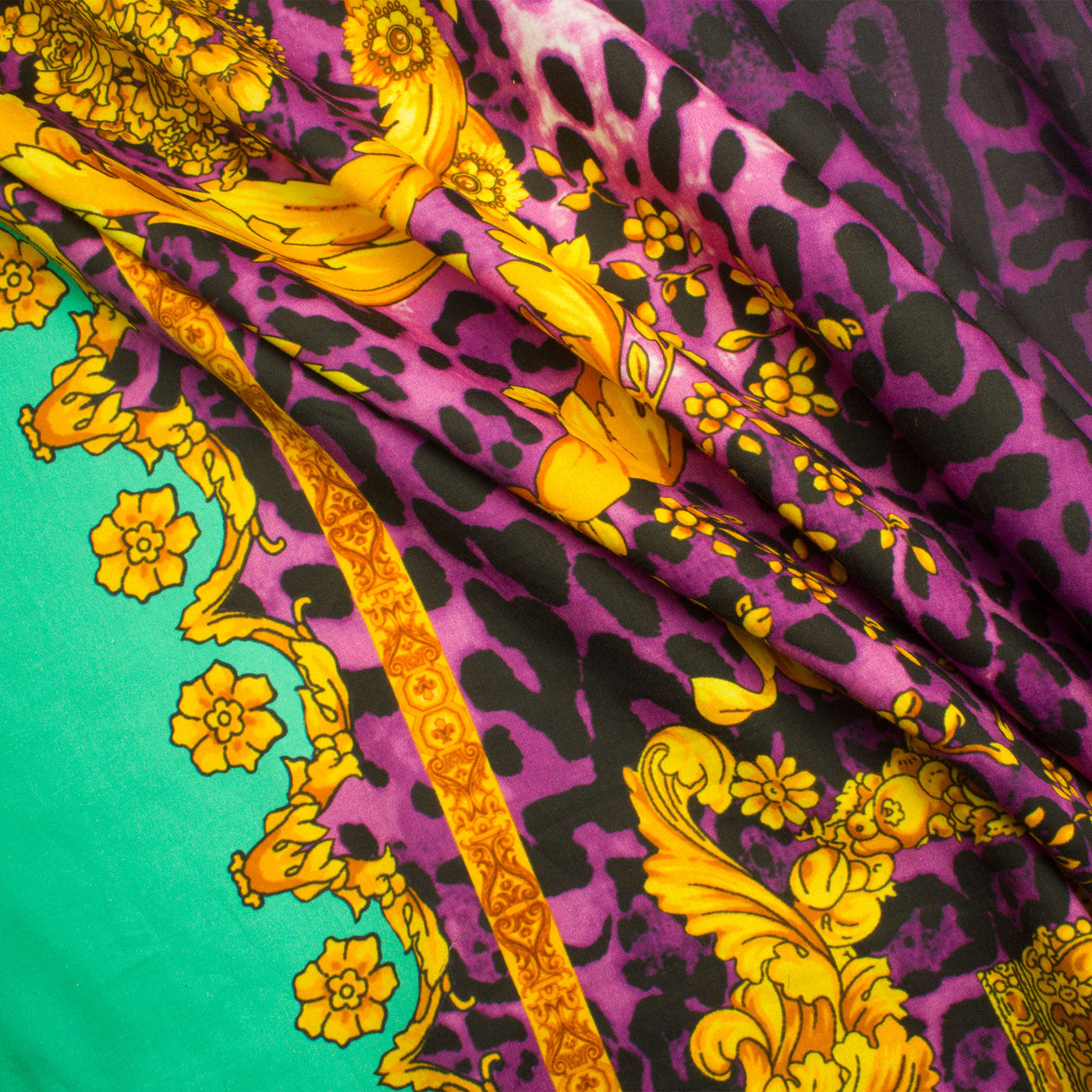 Pink Leopard Print Cotton with Border (A 3.20m Piece)