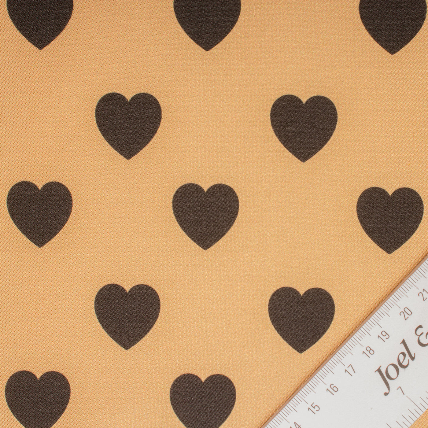 Camel and Bottle Green Heart Poly Printed Twill