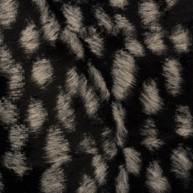 Black & Light Grey Leopard Print Faux Fur