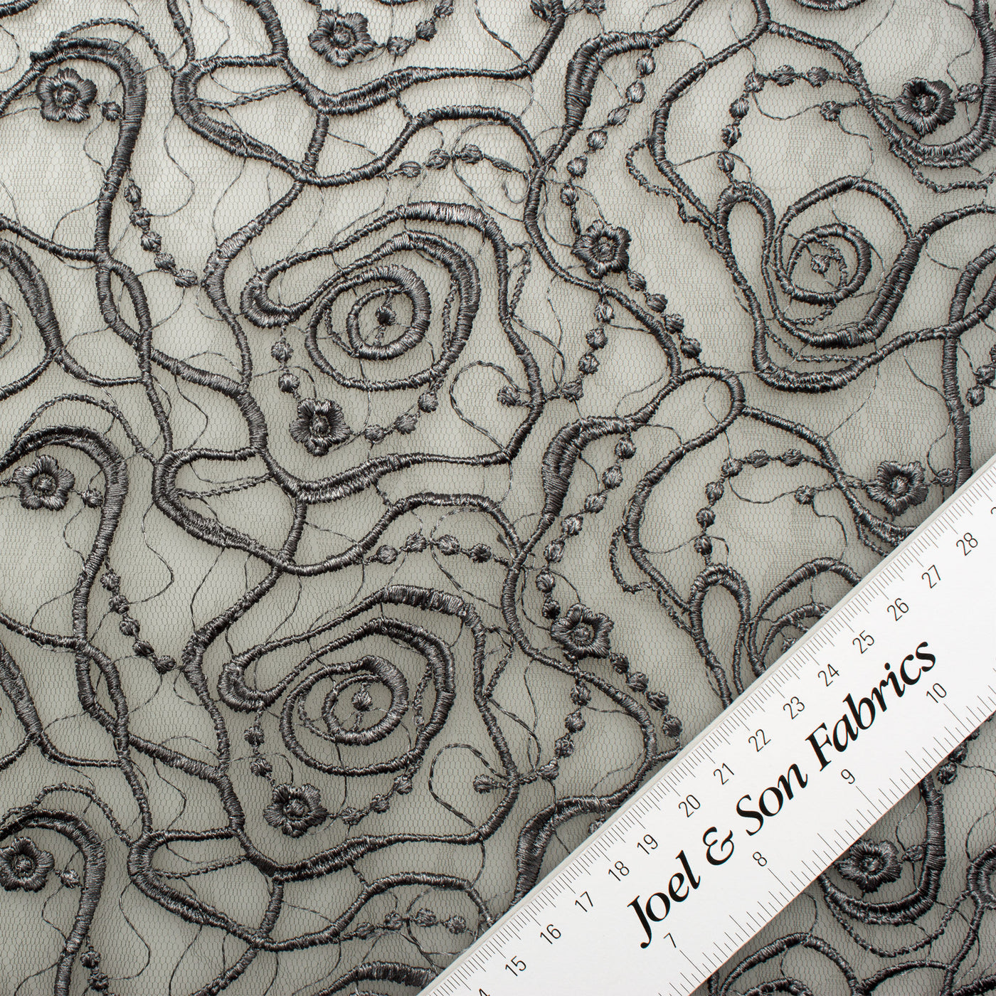 Rich Grey Super Possé Embroidered Tulle