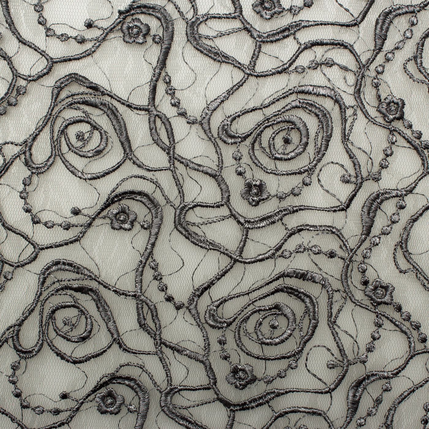 Rich Grey Super Possé Embroidered Tulle