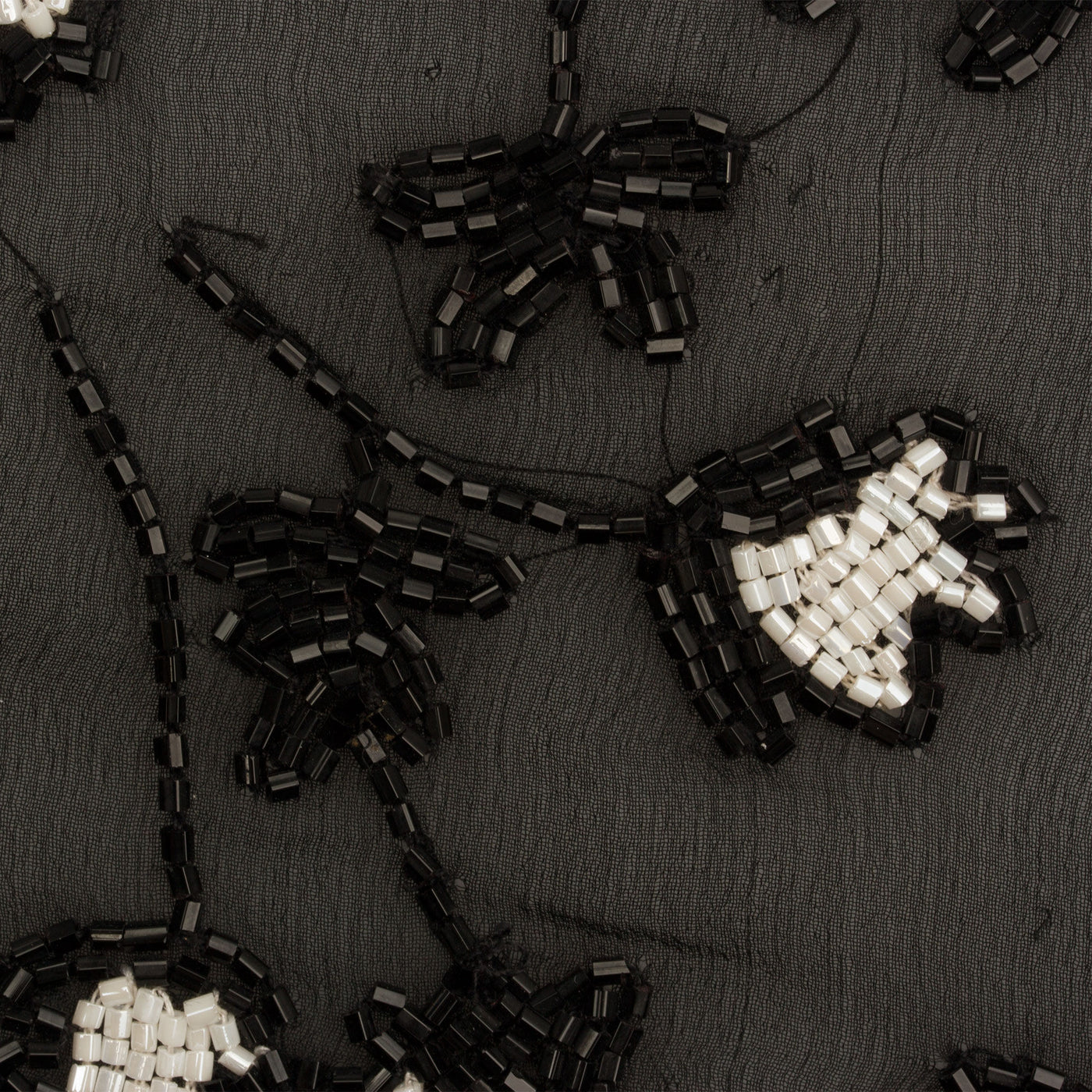 Black Floral Hand Beaded Silk Georgette