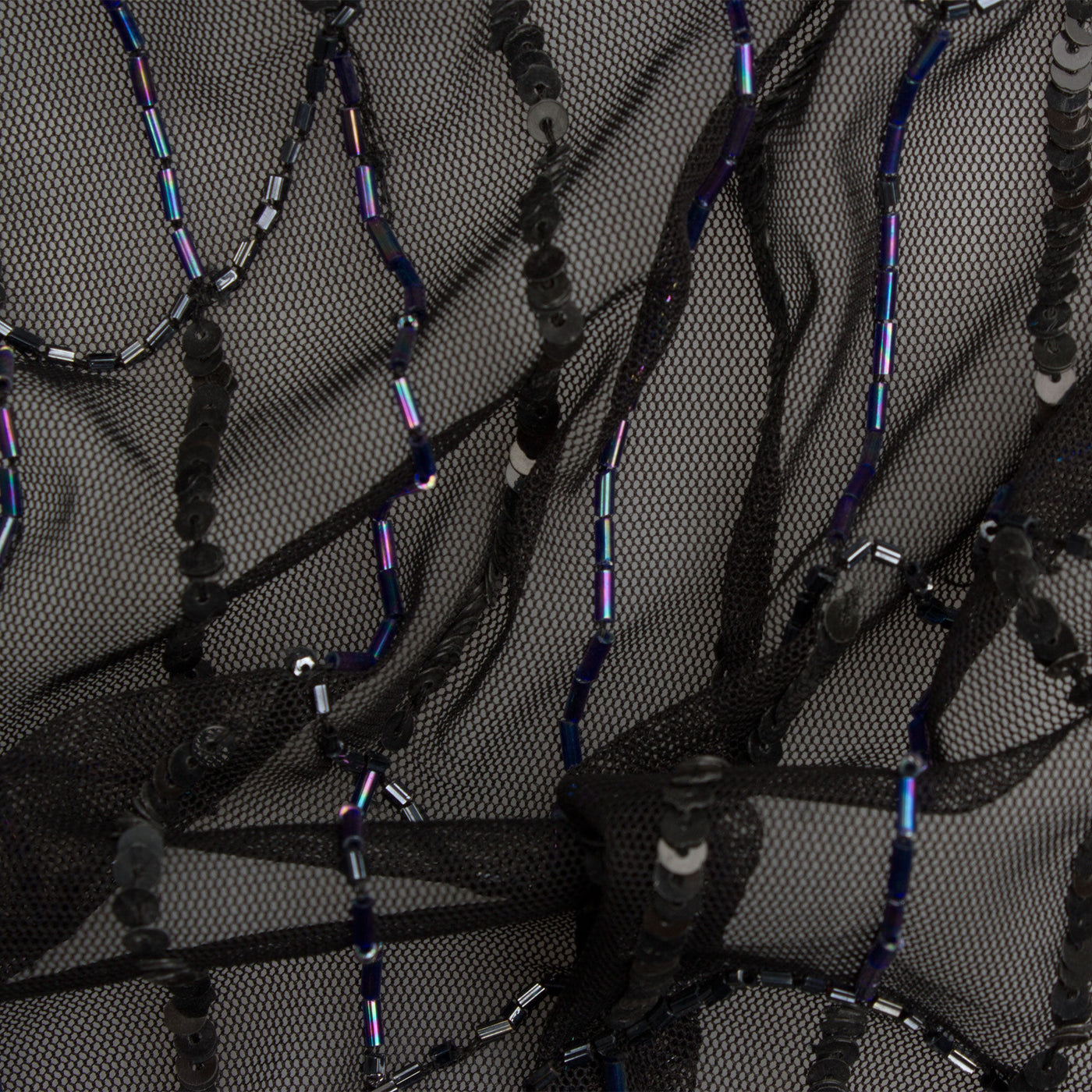 Black Beaded and Sequined Tulle