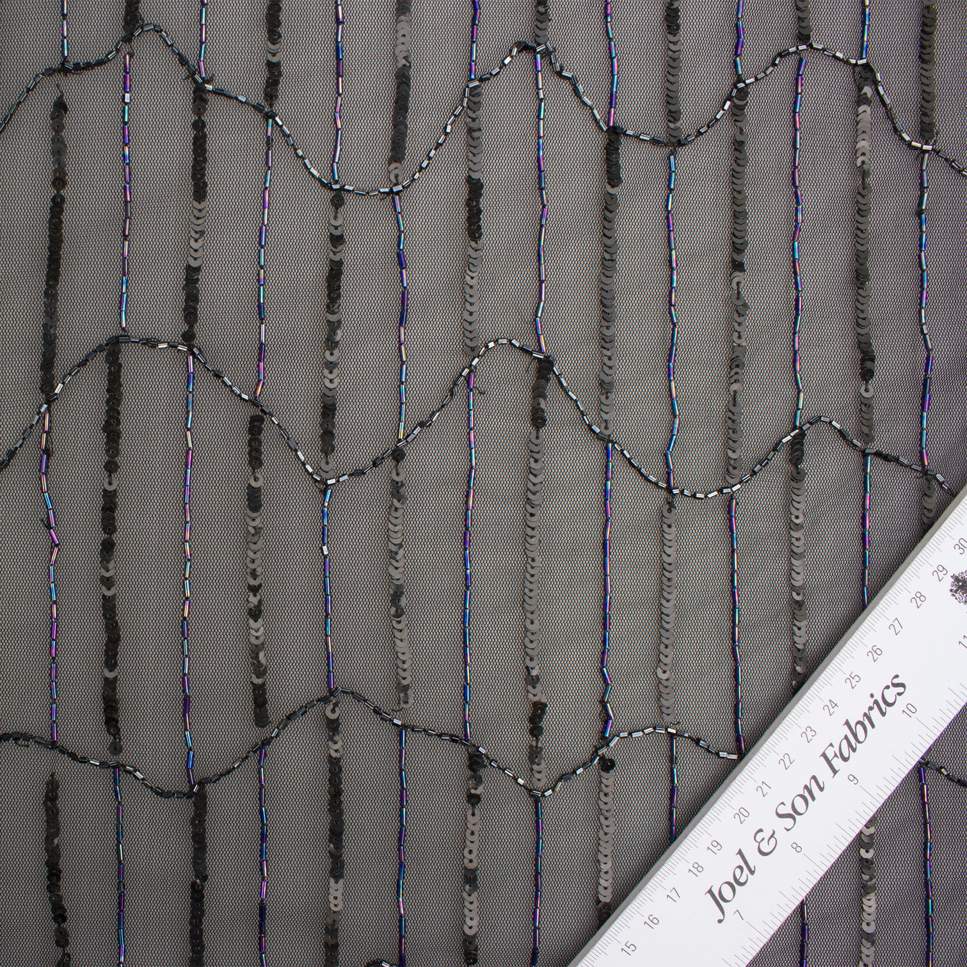 Black Beaded and Sequined Tulle