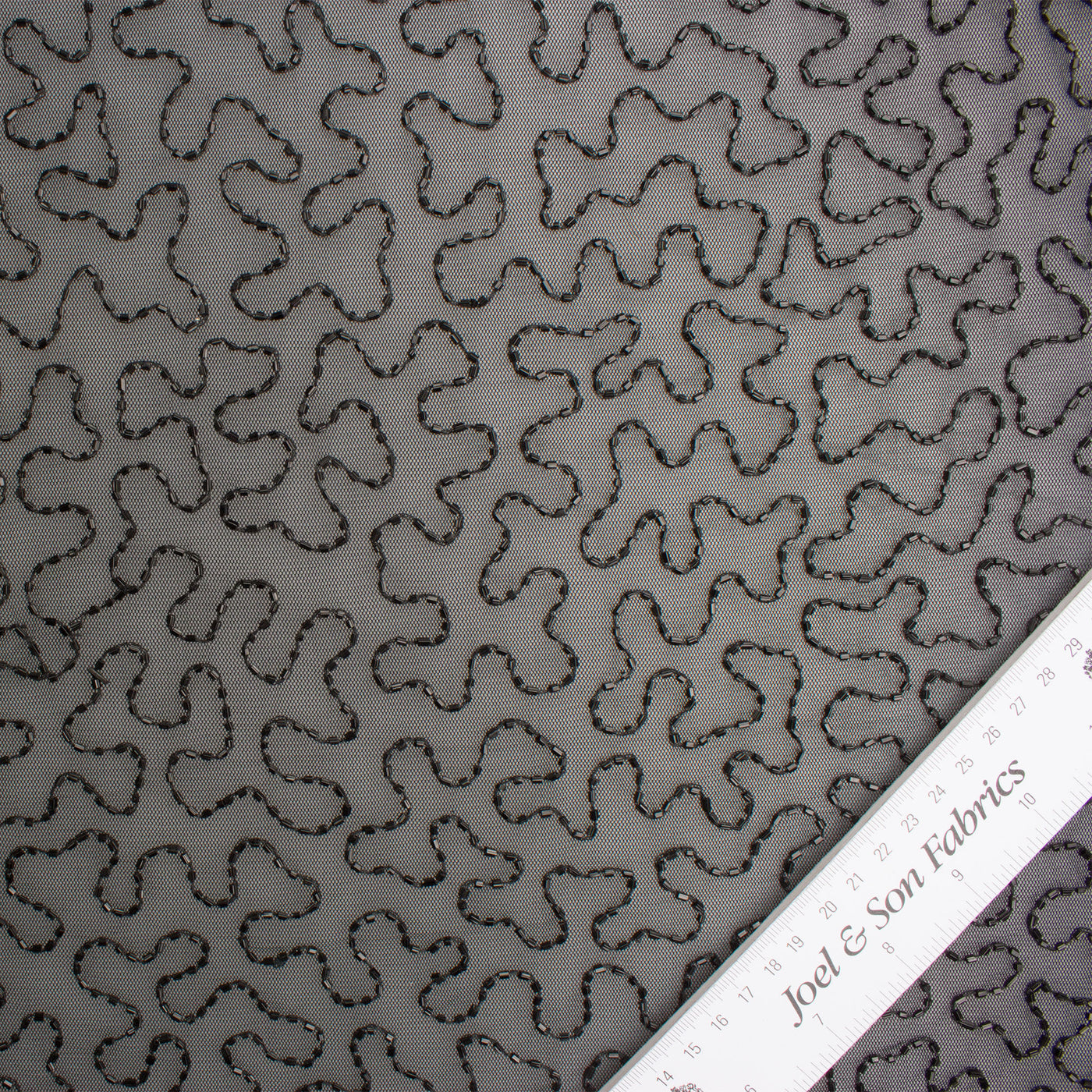 Black Bugle Beaded Tulle