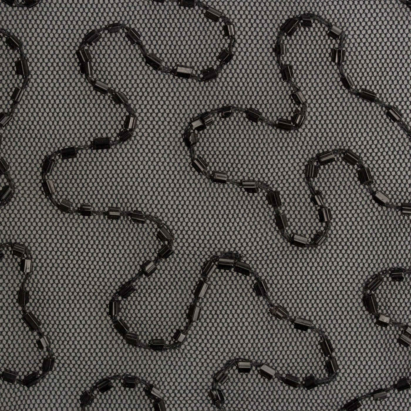 Black Bugle Beaded Tulle