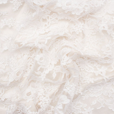 Pure White Floral Corded Lace
