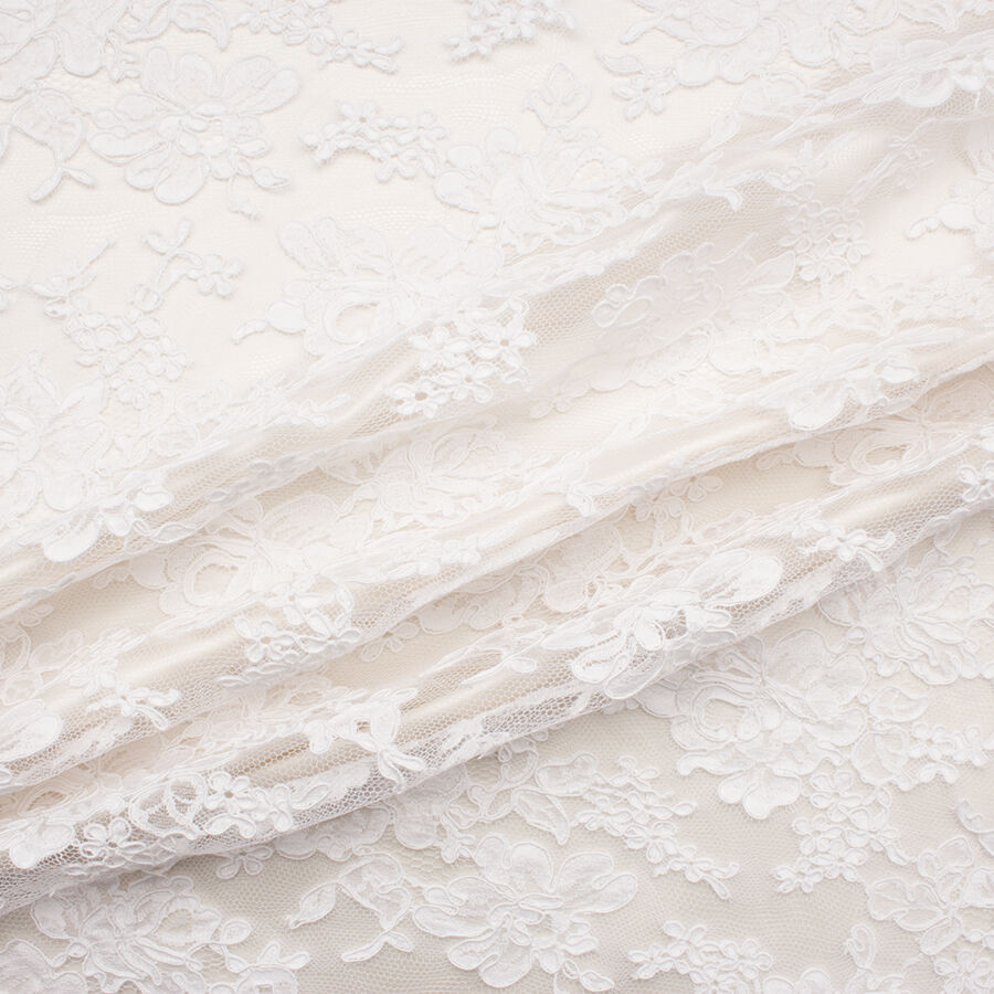 Pure White Floral Corded Lace
