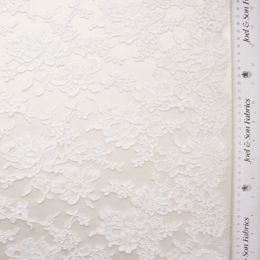 Pure White Floral Corded Lace