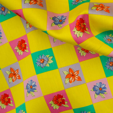 Yellow Checkered & Floral Cotton (A 2.65m Piece)
