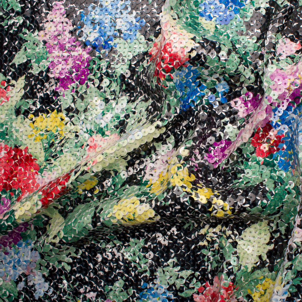 All-Over Multi-Coloured Printed Sequin Fabric