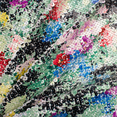 All-Over Multi-Coloured Printed Sequin Fabric