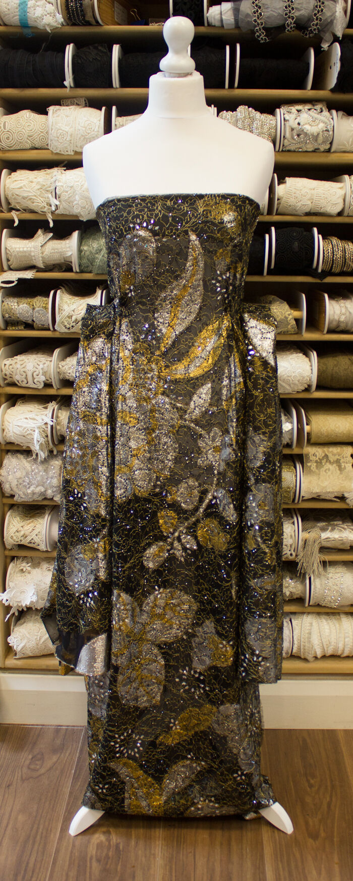 All-Over Diamanté Black Lace Fabric